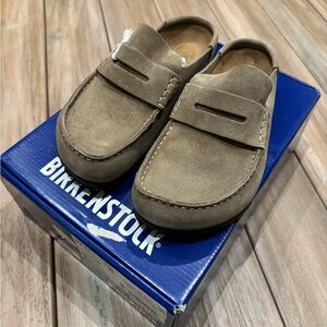 Birkenstock Boston Taupe Suede Wrapped Naples, EU 37 Narrow, Brand New With Box